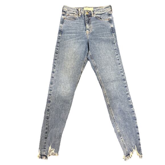 Topshop -Wmns Jeans-Jamie Skinny Stretch-Med Wash Denim-Distressed Hem-26x30 - Picture 2 of 16